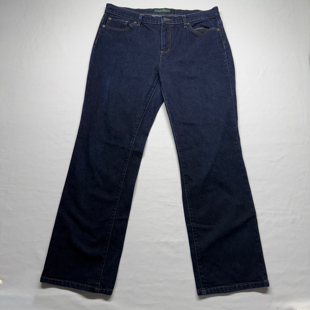 Lauren Ralph Lauren Jeans Classic Straight 14 Blue Women Stretch Dark Wash Denim